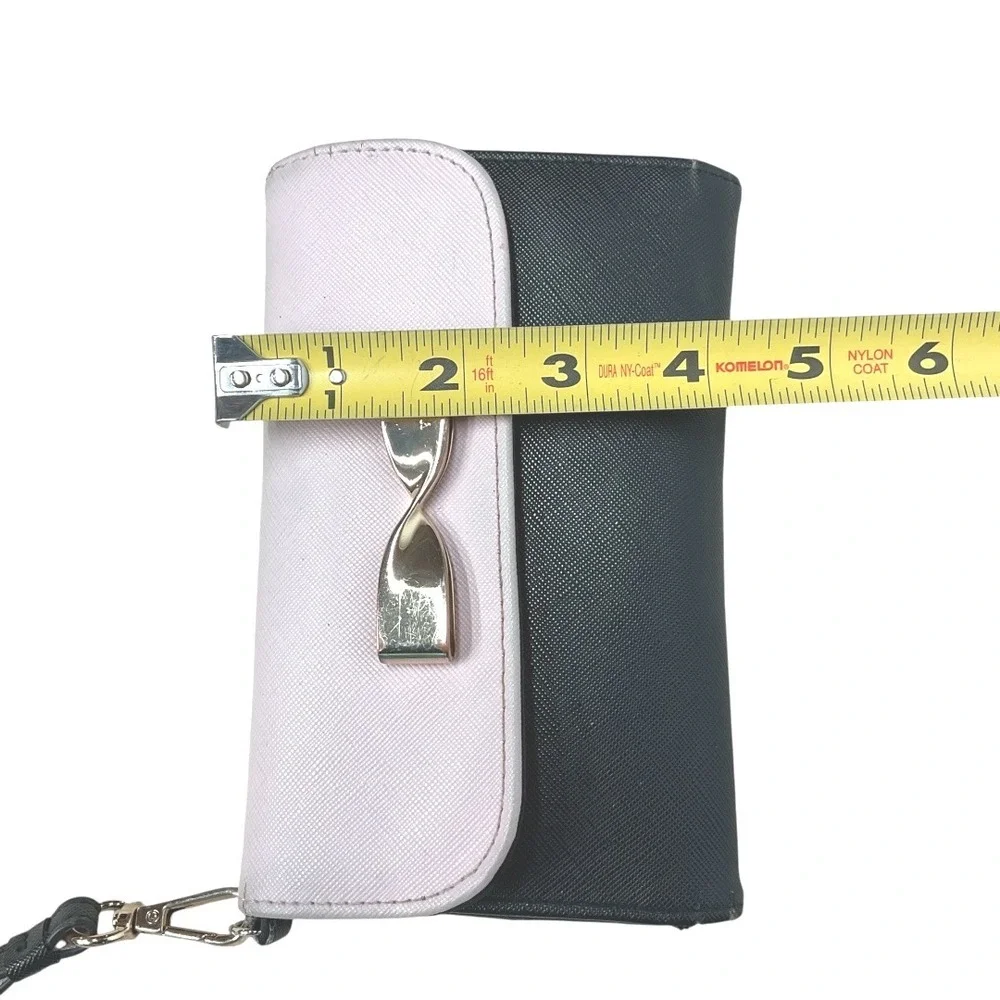 Victoria's Secret Pink and Black Phone‎ Wristlet Wallet Bow Snap Closure